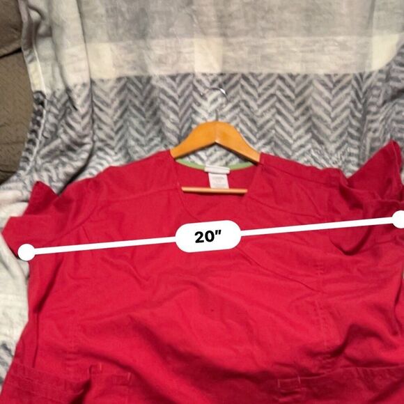 ScrubStar Red Mock Wrap Scrub Top - Extra Large - XL - Picture 7 of 8